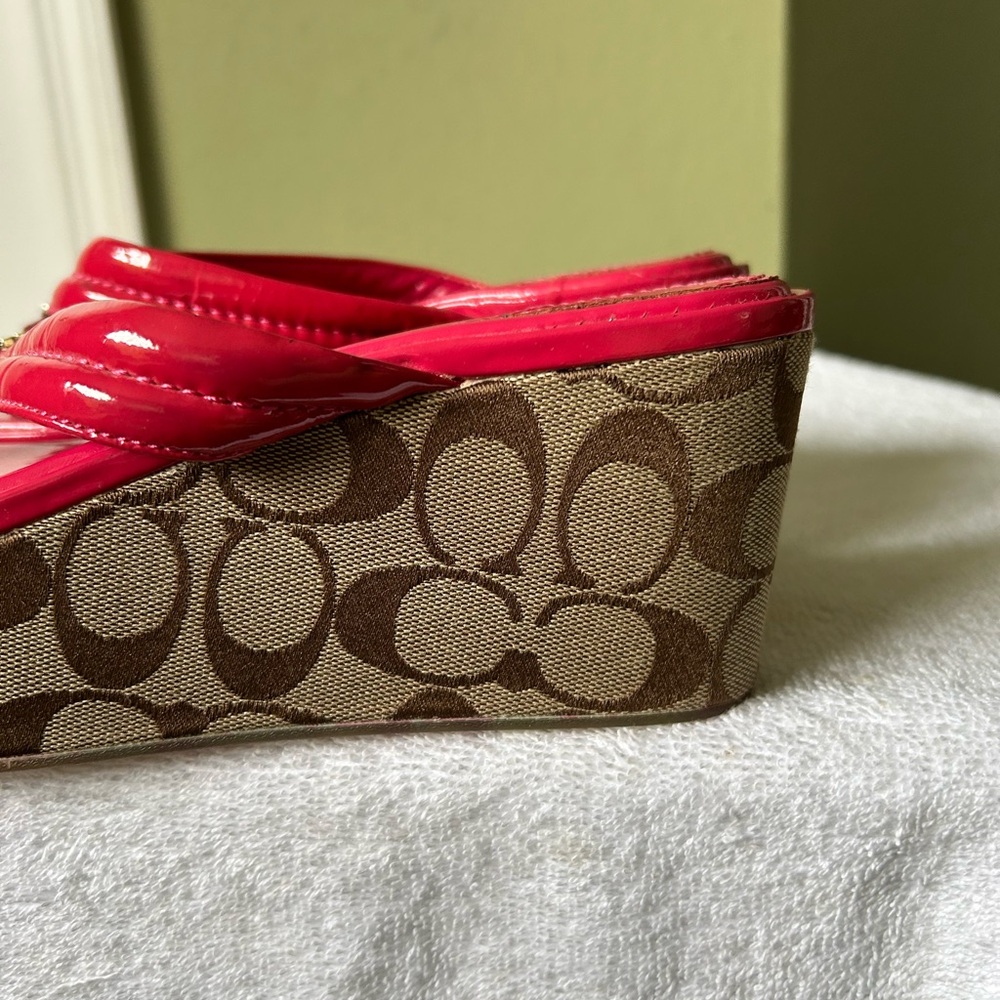 Coach Nella Women's Pink Wedge Sandals - Picture 10 of 12